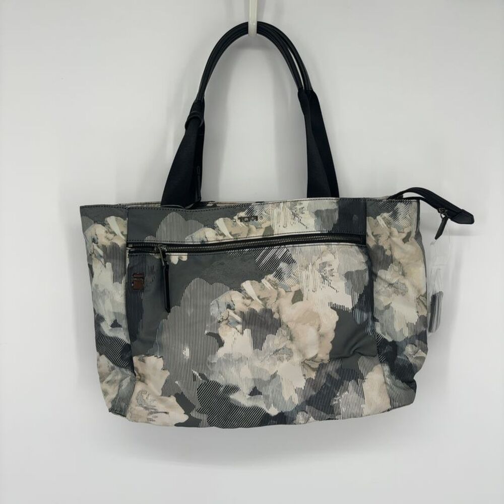 Tumi Mauren Gray and White Floral Nylon Tote